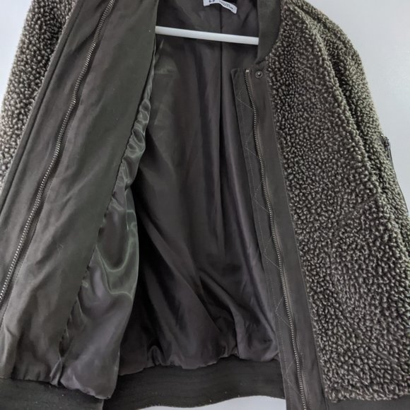 UO BDG Cozy Teddy Bomber Jacket Brown Size Small - Picture 11 of 11